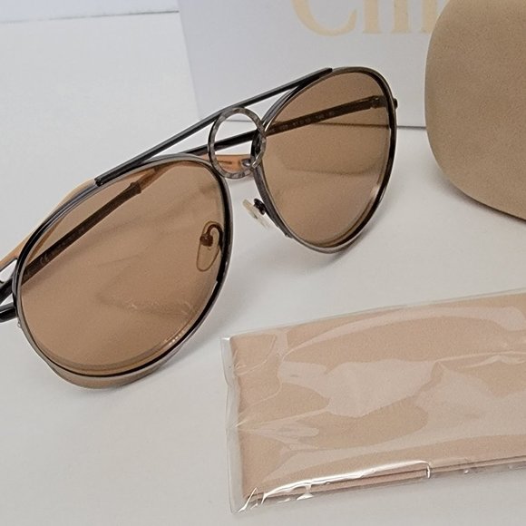 CHLOE CE144S Metal Mirrored Romie Aviator Sunglasses - Picture 14 of 15